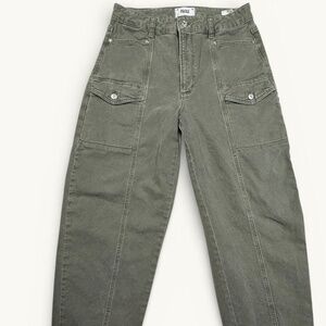 PAIGE Alexis Green Cotton Cargo Jeans